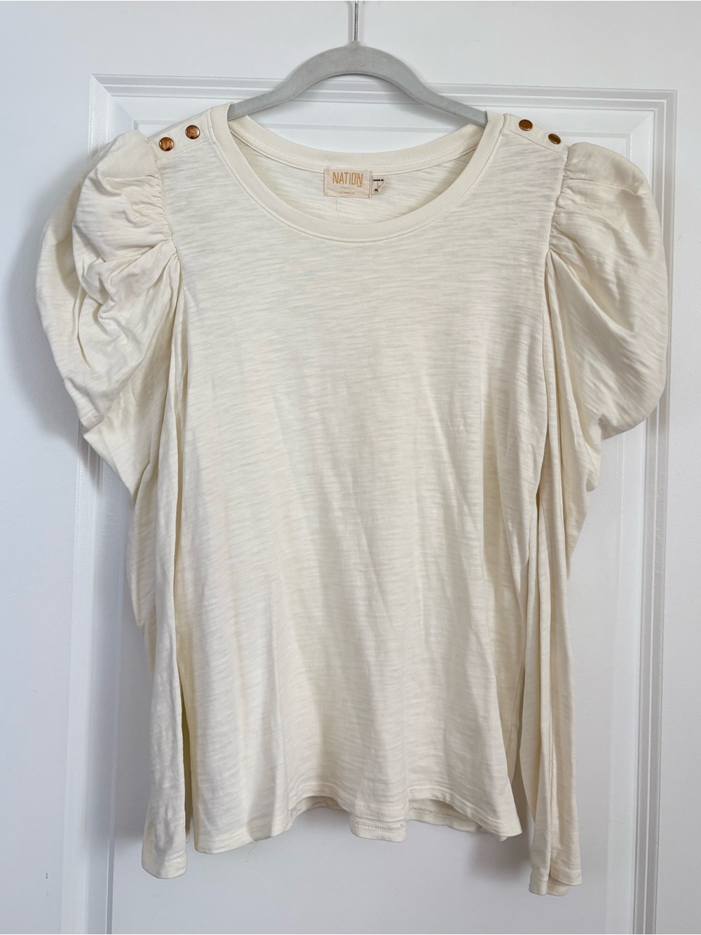 Nation LTD Cream Puff Long Sleeve Blouse Top Size Large